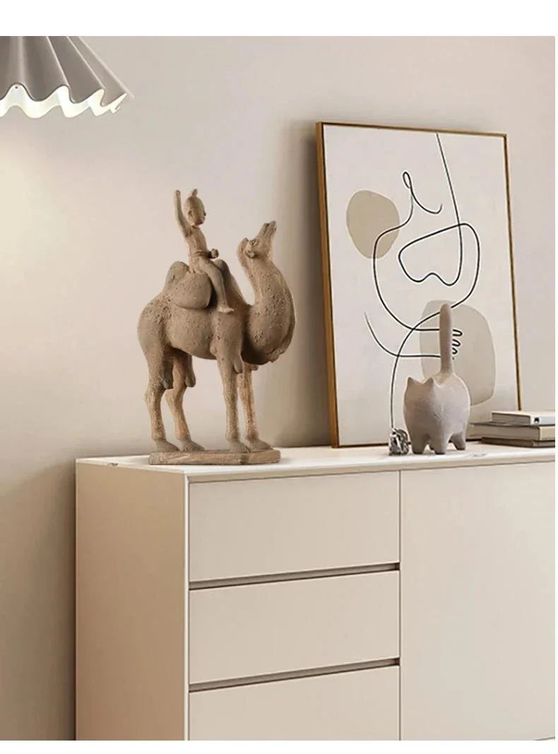 Terracotta Statue Resin Ornaments Desk Decoration Simulated Unearthed Pottery Horse Sculptures Room... - House Of Avana