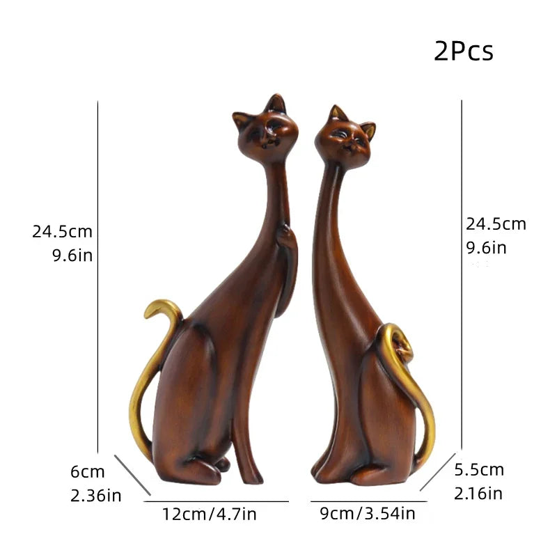 S Oil Painting Cat Statue Home Decor Graffiti Cats Animal Sculpture Modern Design Figurine European... - House Of Avana