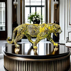 , Colorful Leopard Resin Statue, 34cm/13.4inch Length, Decorative Figurine for Living Room, Office Desk,... - House Of Avana