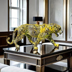 , Colorful Leopard Resin Statue, 34cm/13.4inch Length, Decorative Figurine for Living Room, Office Desk,... - House Of Avana