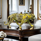 , Colorful Leopard Resin Statue, 34cm/13.4inch Length, Decorative Figurine for Living Room, Office Desk,... - House Of Avana
