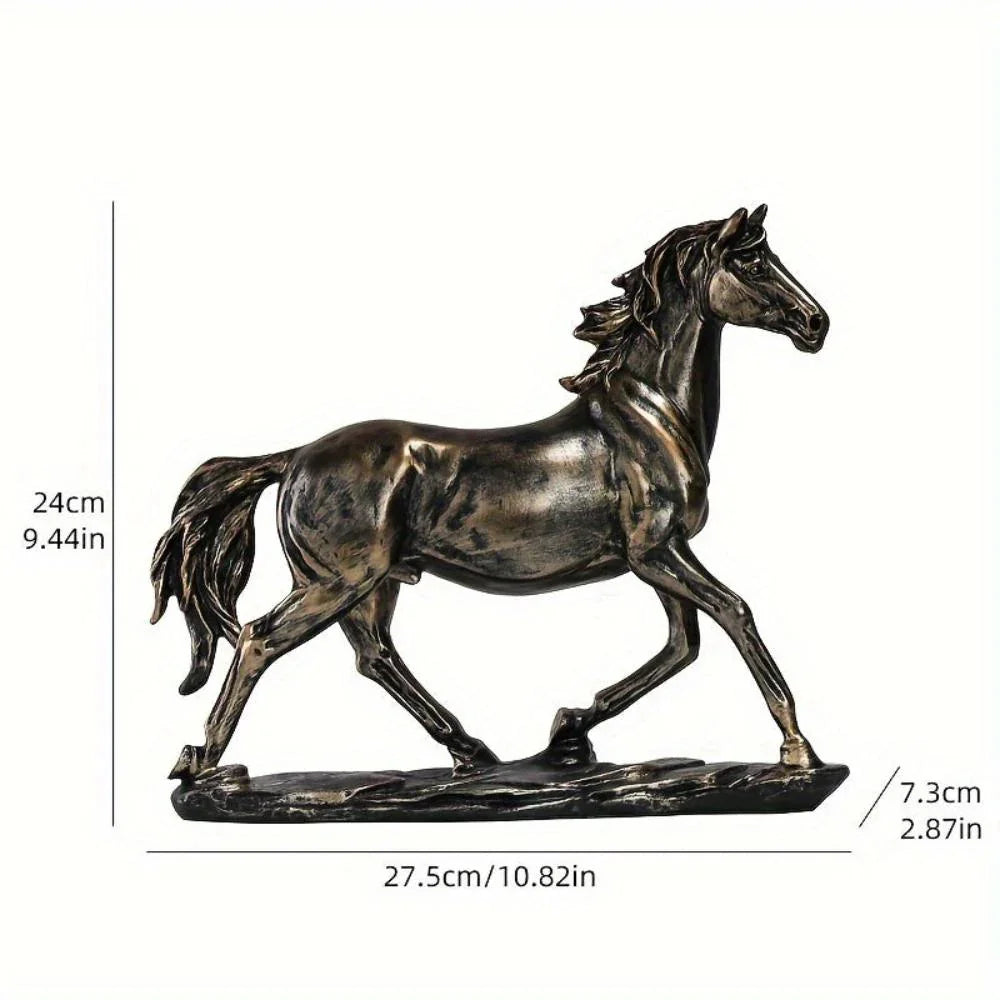 Handcrafted Running Horse Statue, angled view - House Of Avana