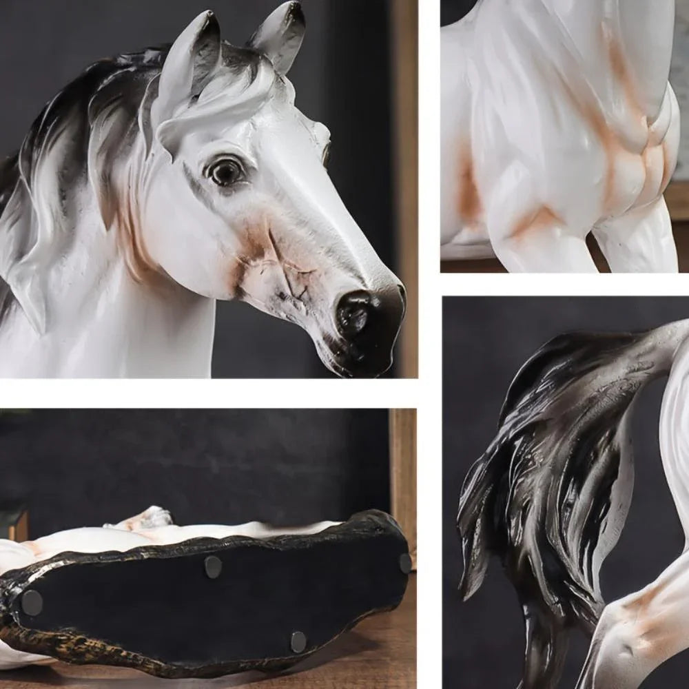 Handcrafted Running Horse Statue, close-up view - House Of Avana