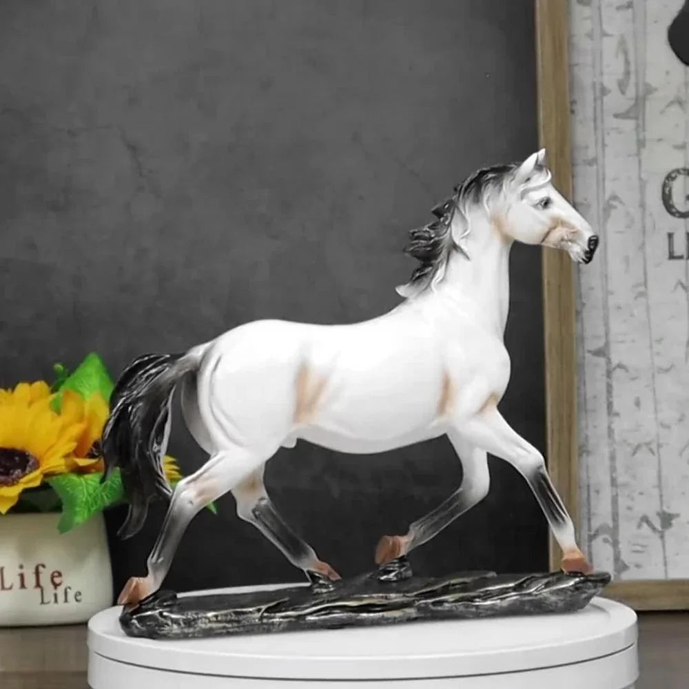 Handcrafted Running Horse Statue, dimensions view - House Of Avana
