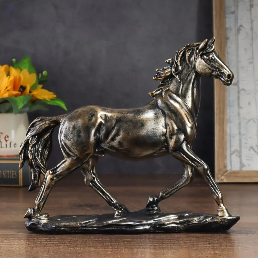 Handcrafted Running Horse Statue, front view - House Of Avana