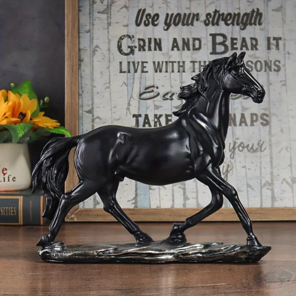 Handcrafted Running Horse Statue, side view - House Of Avana