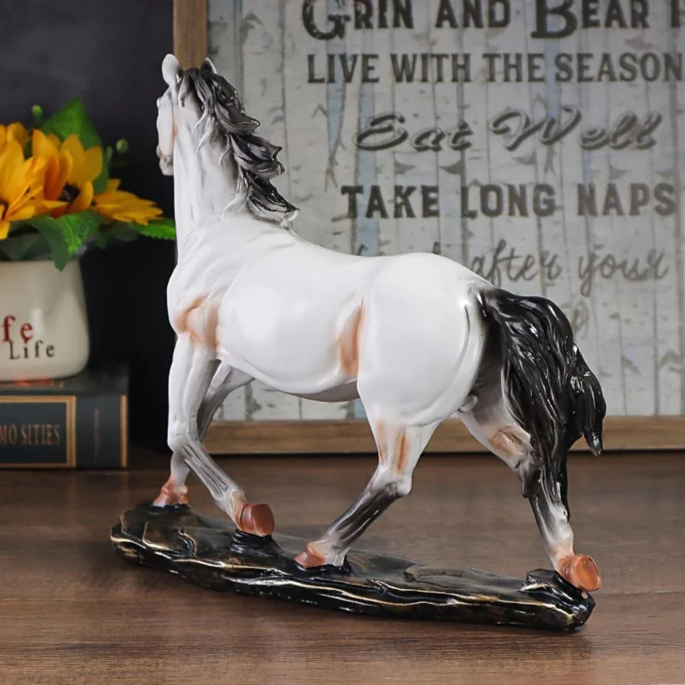 Handcrafted Running Horse Statue, texture detail - House Of Avana