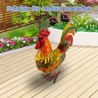 Colorful Metal Rooster Statue for Outdoor Garden - House Of Avana