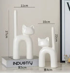 Cartoon Cat Statue Sculpture Ceramic Animal Ornaments Artistic Model Display Living Room Home... - House Of Avana