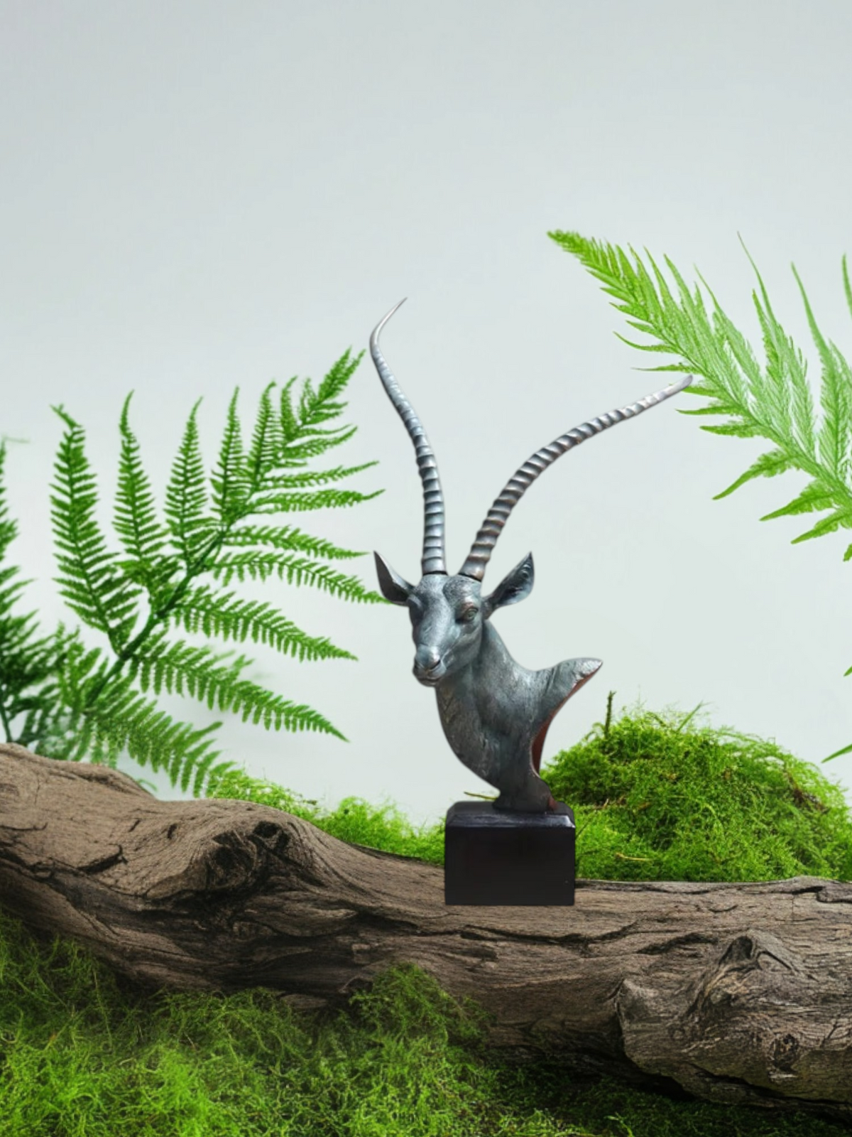 Antelope Head Sculpture – Gray Resin [[SKU:HOA-SCU-541]]
