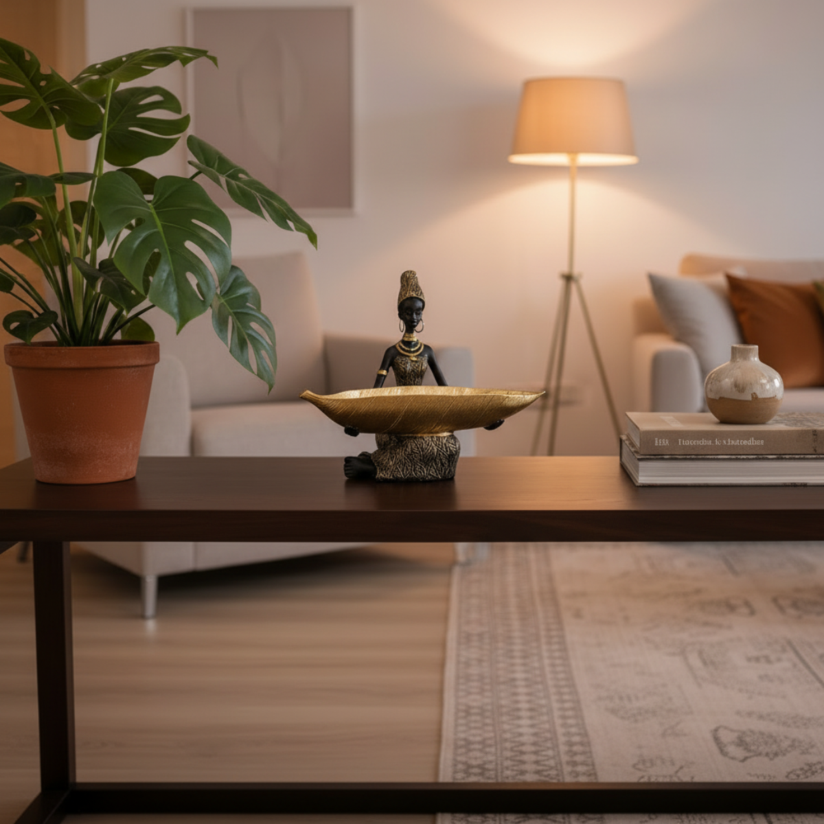 Figurine - Golden African Tray