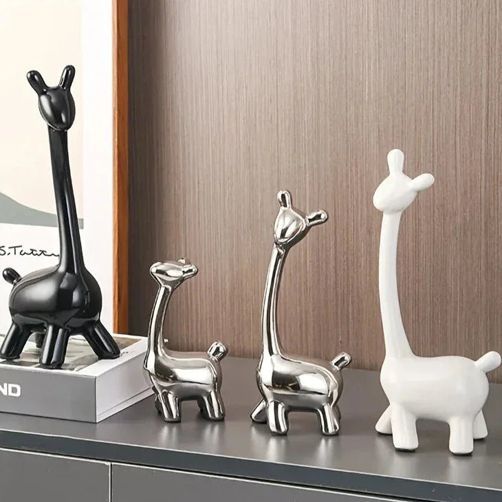 Ceramic Giraffe Statue Ornaments Giraffe Figurines Sculptures Bookshelf Table Ornament for Living Room... - House Of Avana