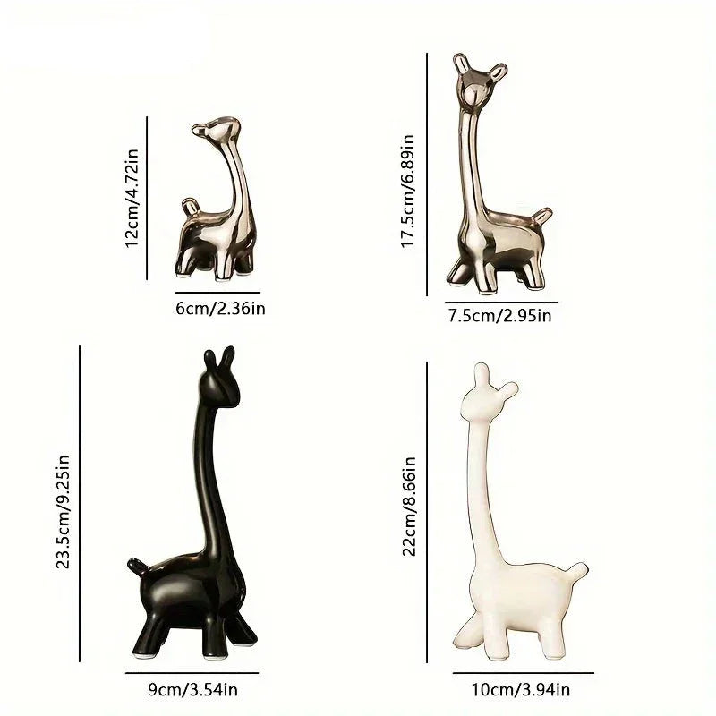 Ceramic Giraffe Statue Ornaments Giraffe Figurines Sculptures Bookshelf Table Ornament for Living Room... - House Of Avana