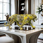 Leopard Statue - Colorful Figurine Wild Design, front view - House Of Avana