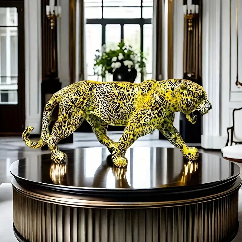 Leopard Statue - Colorful Figurine Wild Design, top view - House Of Avana