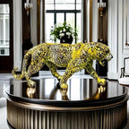 Leopard Statue - Colorful Figurine Wild Design, top view - House Of Avana