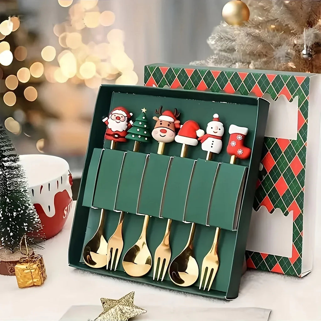 Stainless Steel Christmas Cutlery Set, Spoons and Forks - House Of Avana
