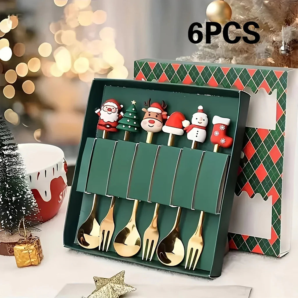 Stainless Steel Christmas Cutlery Set, Spoons and Forks - House Of Avana