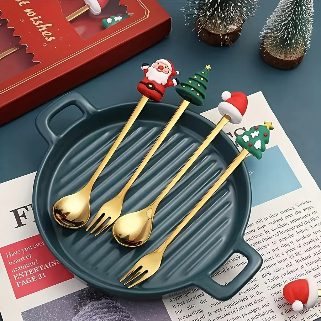 Stainless Steel Christmas Cutlery Set, Spoons and Forks - House Of Avana