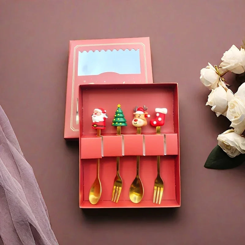 Stainless Steel Christmas Cutlery Set, Spoons and Forks - House Of Avana