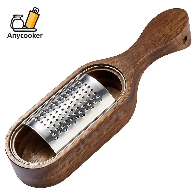 Stainless Steel Cheese Grater with Handle, Made of Solid Acacia Wood - Durable and Easy-to-use Kitchen... - House Of Avana