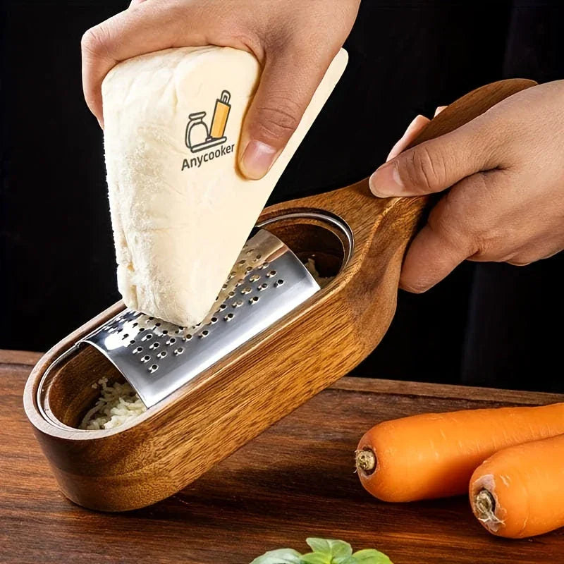 Stainless Steel Cheese Grater with Handle, Made of Solid Acacia Wood - Durable and Easy-to-use Kitchen... - House Of Avana