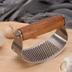 Durable Stainless Steel Garlic Press with Wooden Handle & Built-in Bottle Opener - Easy-to-use Manual... - House Of Avana