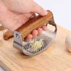 Durable Stainless Steel Garlic Press with Wooden Handle & Built-in Bottle Opener - Easy-to-use Manual... - House Of Avana