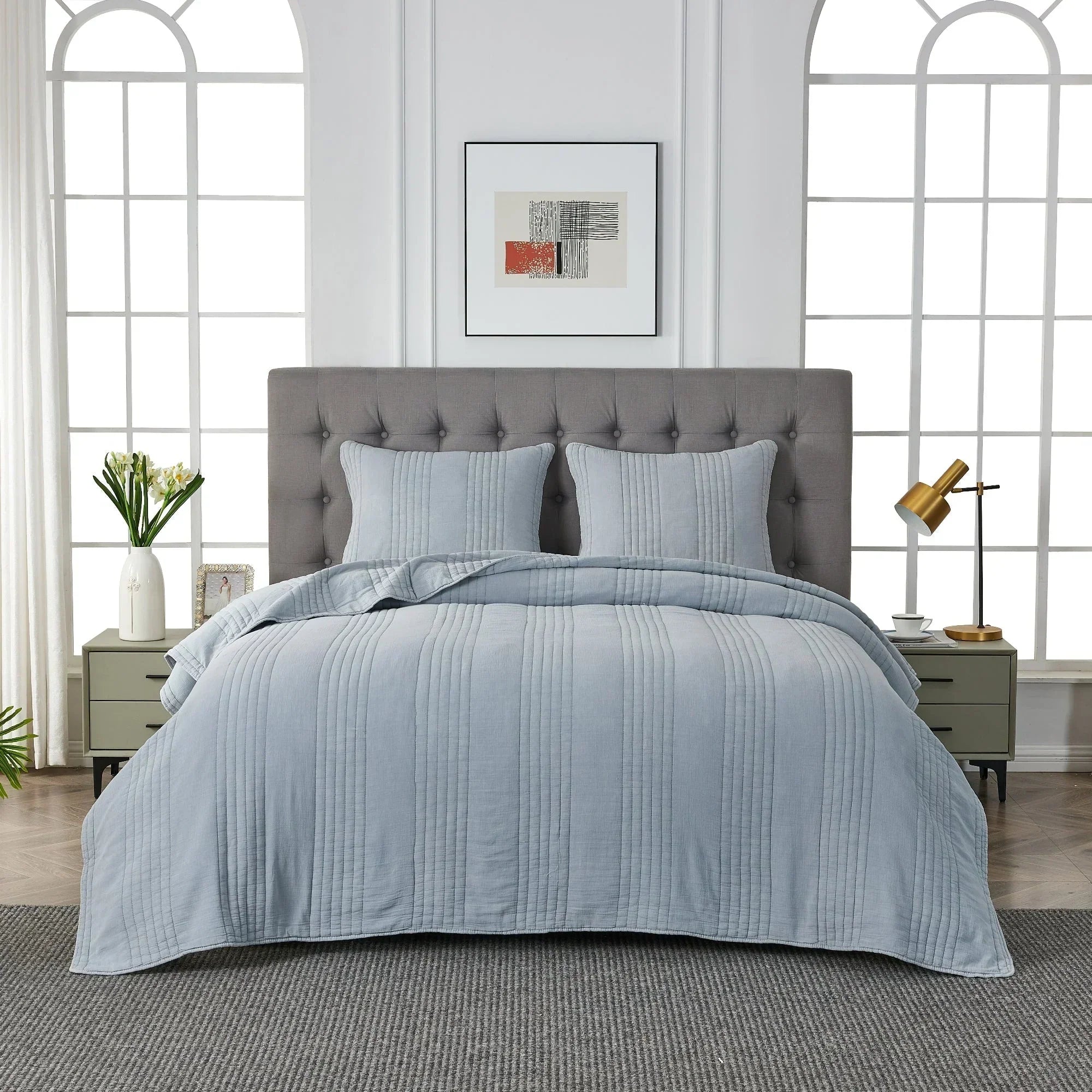 Stonewashed Cotton Quilt Set Mélange Home