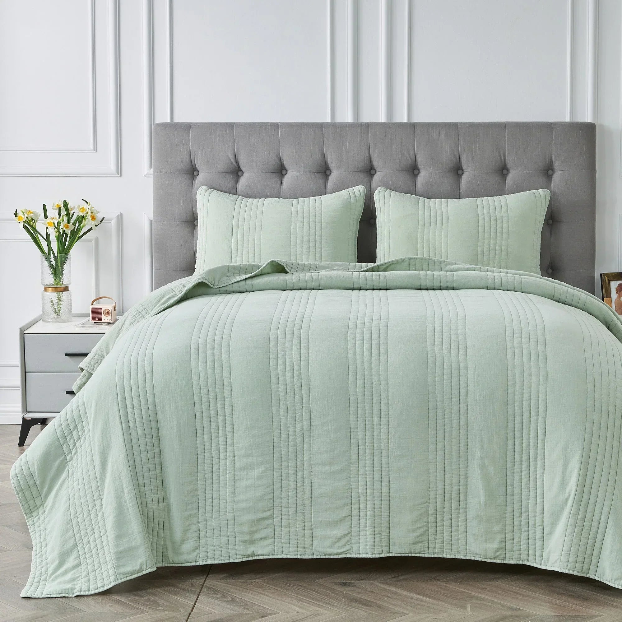 Stonewashed Cotton Quilt Set Mélange Home