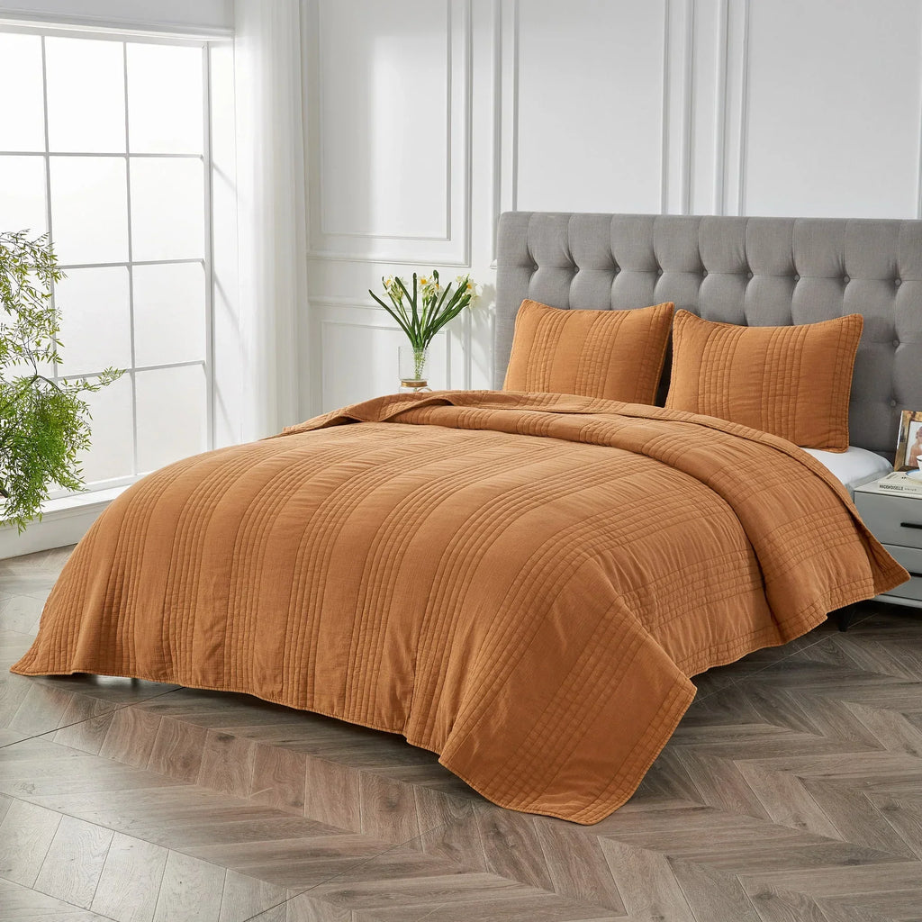 Stonewashed Cotton Quilt Set Mélange Home