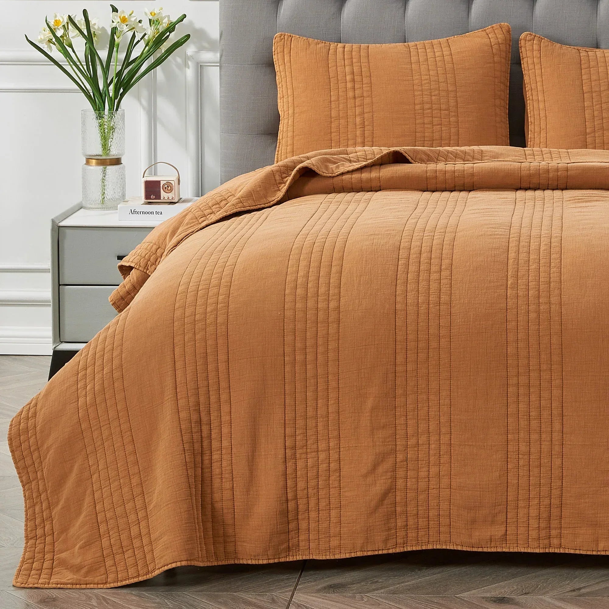 Stonewashed Cotton Quilt Set Mélange Home