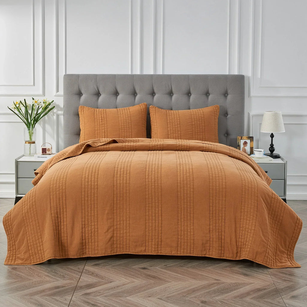 Stonewashed Cotton Quilt Set Mélange Home