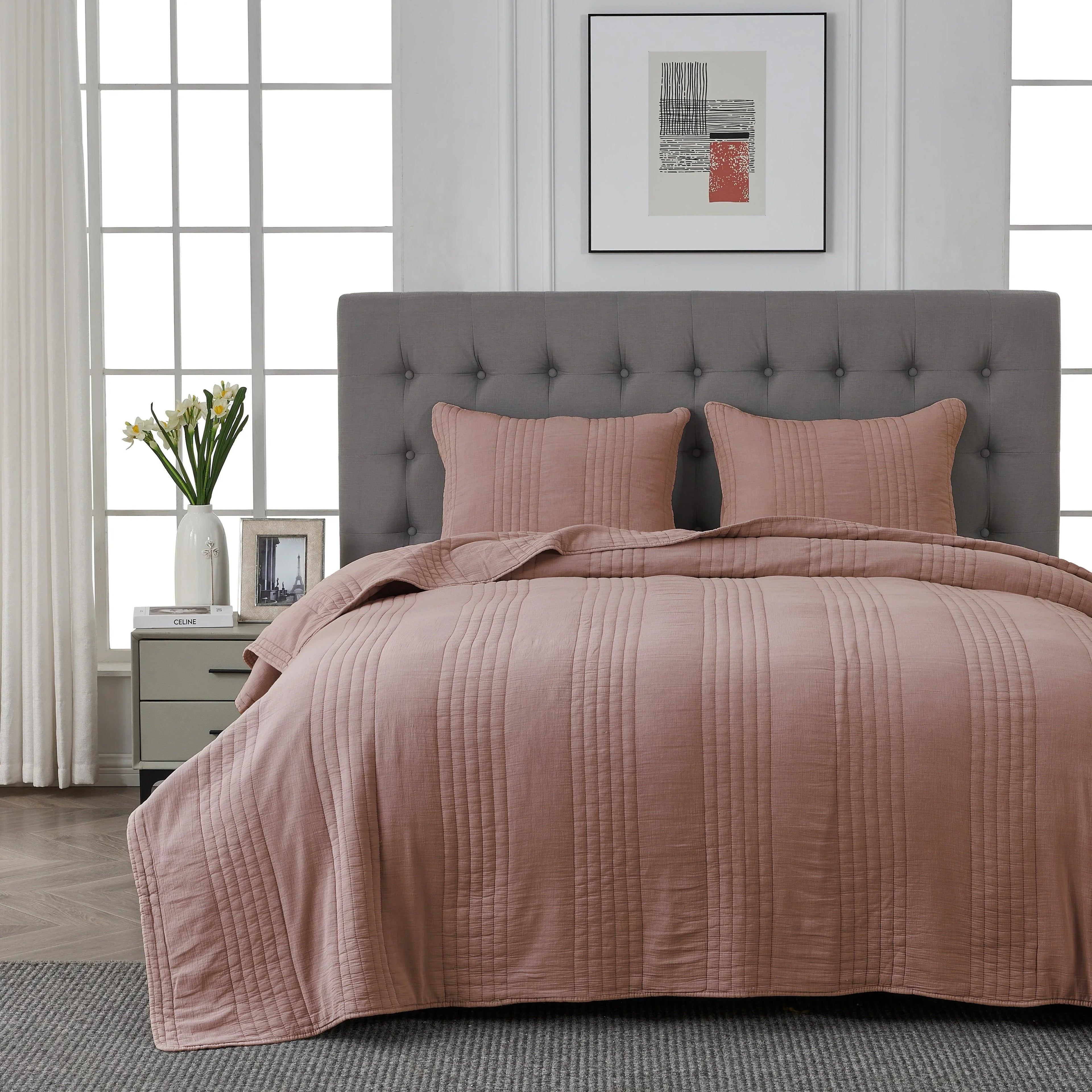 Stonewashed Cotton Quilt Set Mélange Home