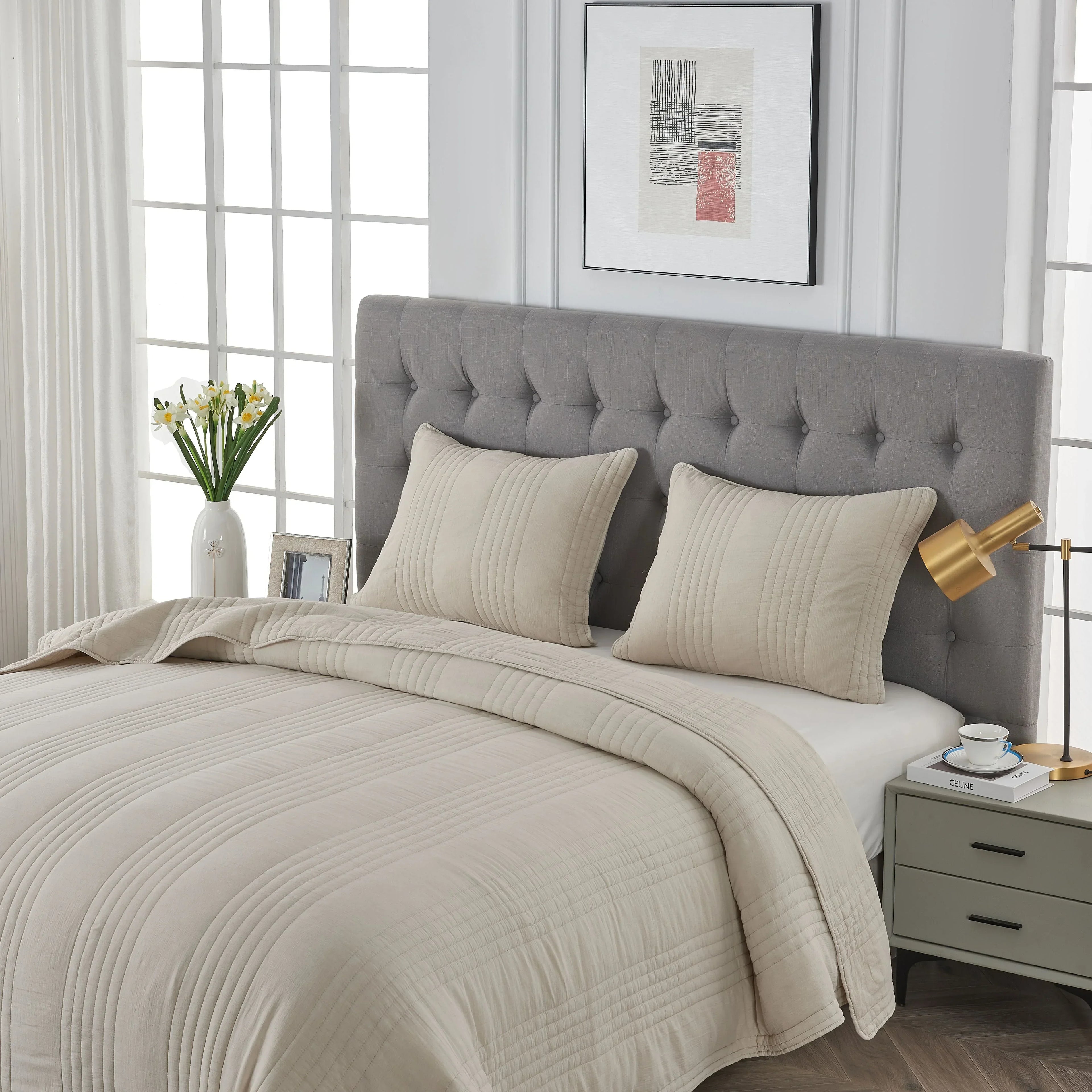 Stonewashed Cotton Quilt Set Mélange Home