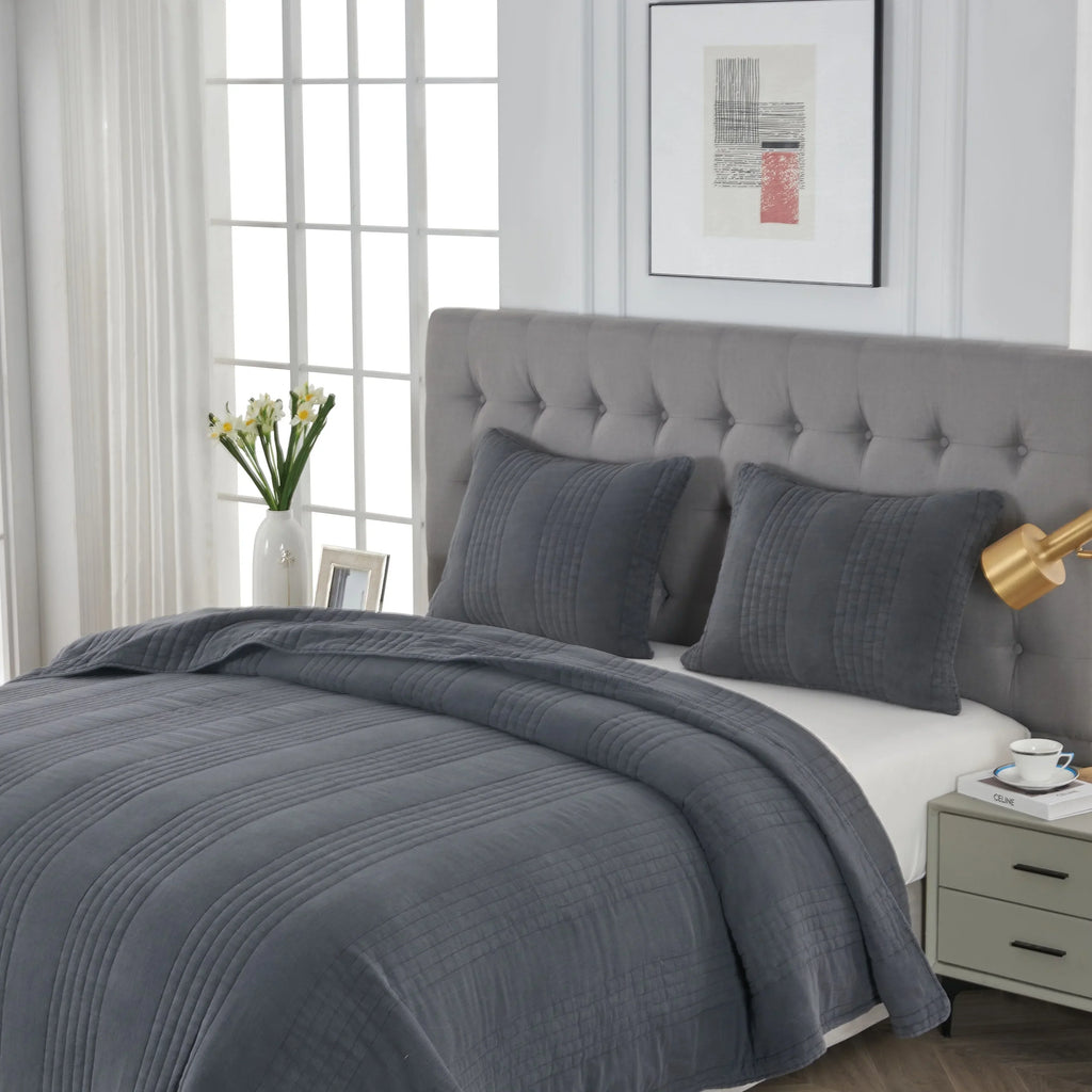 Stonewashed Cotton Quilt Set Mélange Home