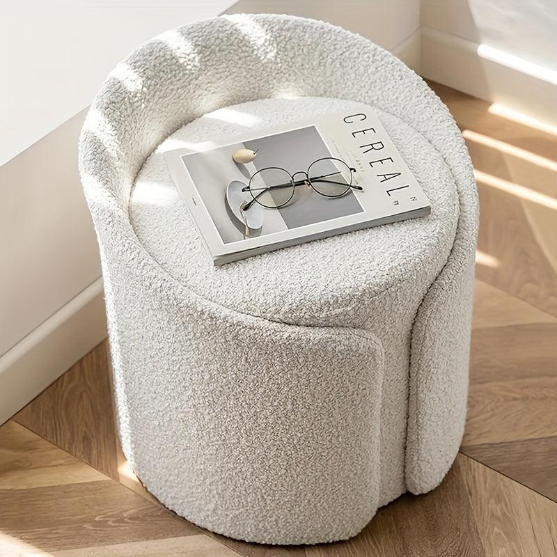 Round Teddy Fleece Dressing Table Stool Pouffe Seat Make-Up Vanity Chair Bedroom House Of Avana [[SKU:HOA-STO-407]]