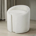Round Teddy Fleece Dressing Table Stool Pouffe Seat Make-Up Vanity Chair Bedroom House Of Avana