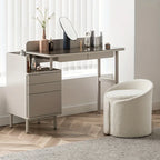 Round Teddy Fleece Dressing Table Stool Pouffe Seat Make-Up Vanity Chair Bedroom House Of Avana
