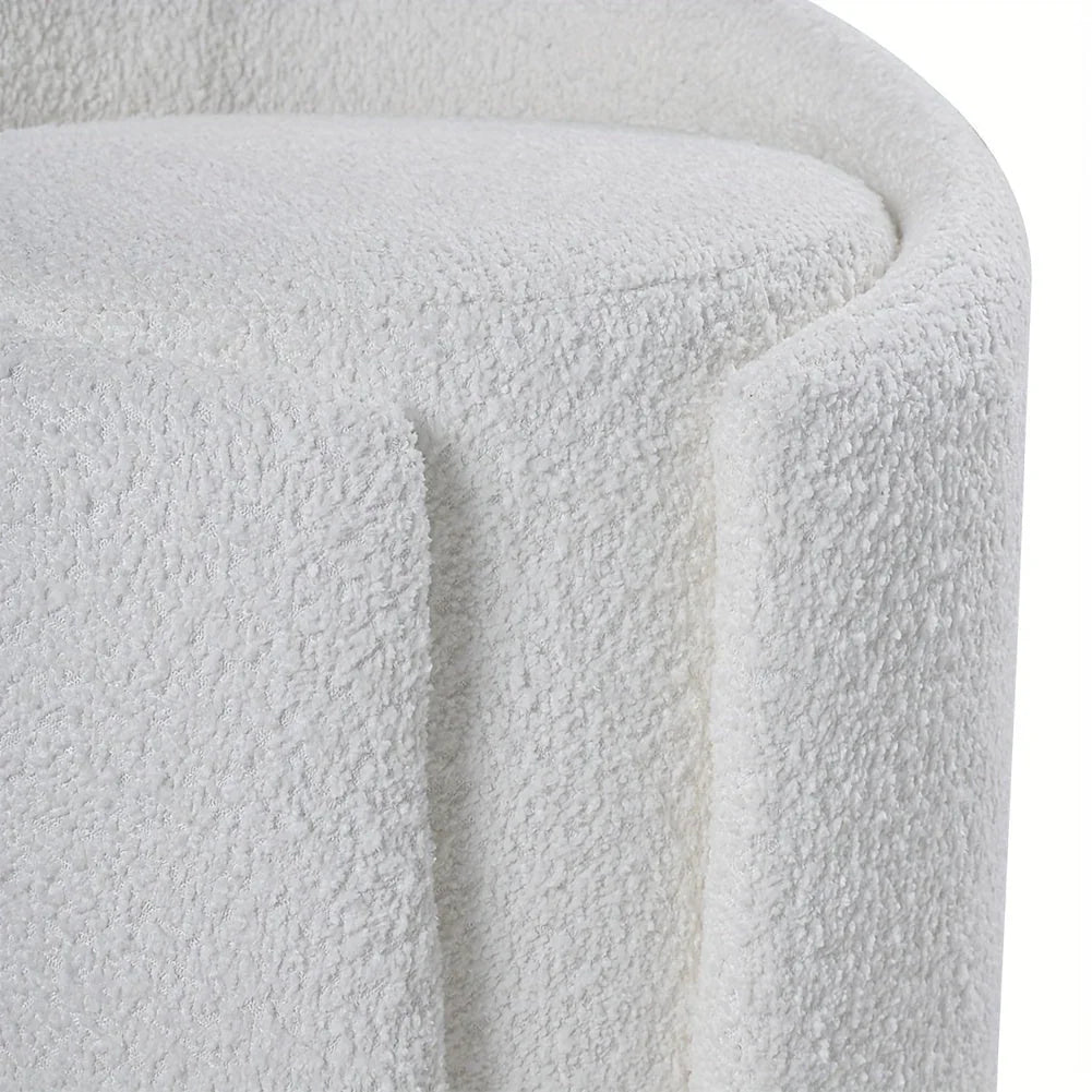Round Teddy Fleece Dressing Table Stool Pouffe Seat Make-Up Vanity Chair Bedroom House Of Avana