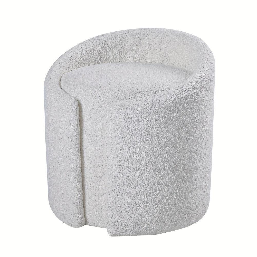 Round Teddy Fleece Dressing Table Stool Pouffe Seat Make-Up Vanity Chair Bedroom House Of Avana