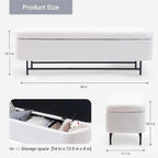 [Modern Boucle Storage Bench] 52" Extra-Long Boucle Storage Bench | Upholstered Teddy Ottoman with Hidden Compartment, Modern Non-Wood Freestanding Design for Bedroom, Entryway, Living Room (White) House Of Avana [[SKU:HOA-BEN-001]]