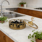 Storage Tray - Geometric Golden with Lid