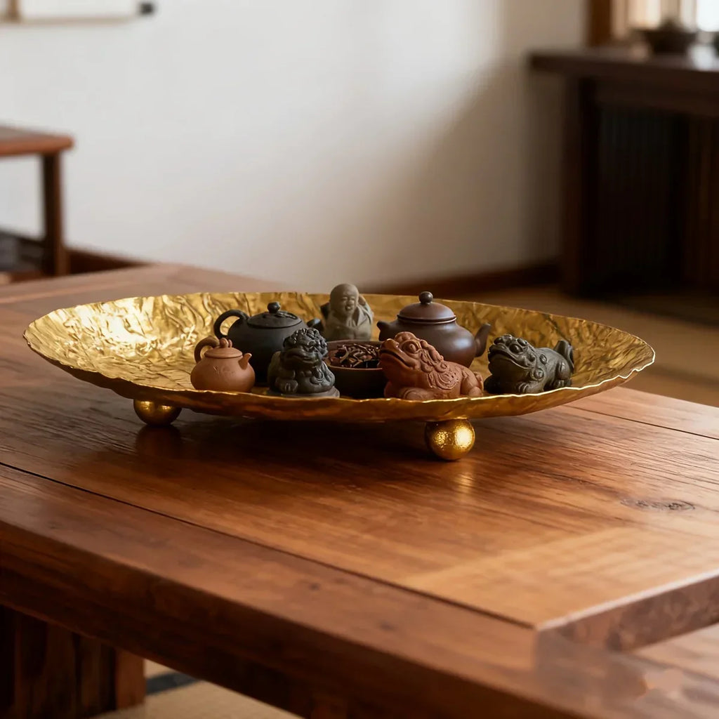 Storage Tray - Hammered Golden Metal
