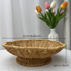 A Handcrafted Woven Storage Tray in a High-foot Wave Shape, Featuring a Bohemian Pattern. This Basket Is... - House Of Avana