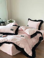Strawberry Black Lace Ruffle Bedding Set Ever Lasting