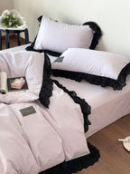 Strawberry Black Lace Ruffle Bedding Set Ever Lasting