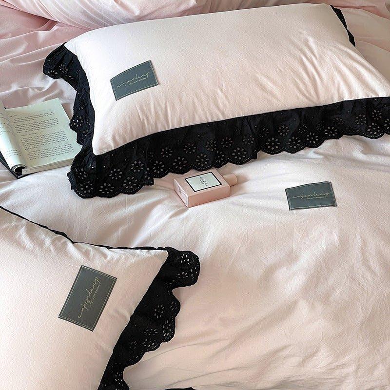 Strawberry Black Lace Ruffle Bedding Set Ever Lasting