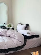 Strawberry Black Lace Ruffle Bedding Set Ever Lasting