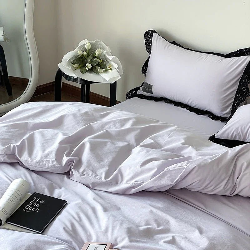 Strawberry Black Lace Ruffle Bedding Set Ever Lasting